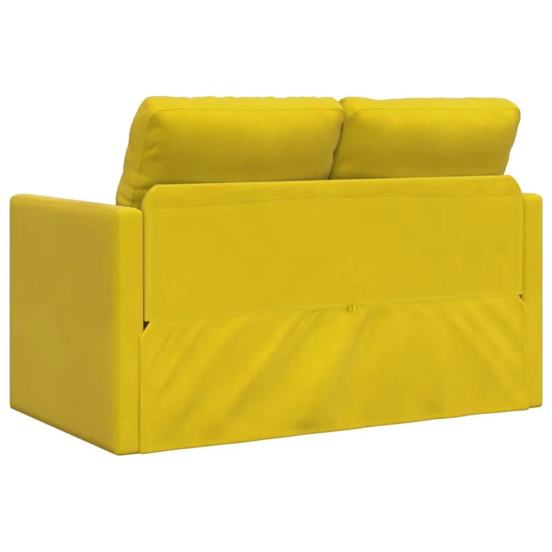 Grindų sofa-lova, 2-1, tamsiai geltona, 122x204x55cm, aksomas