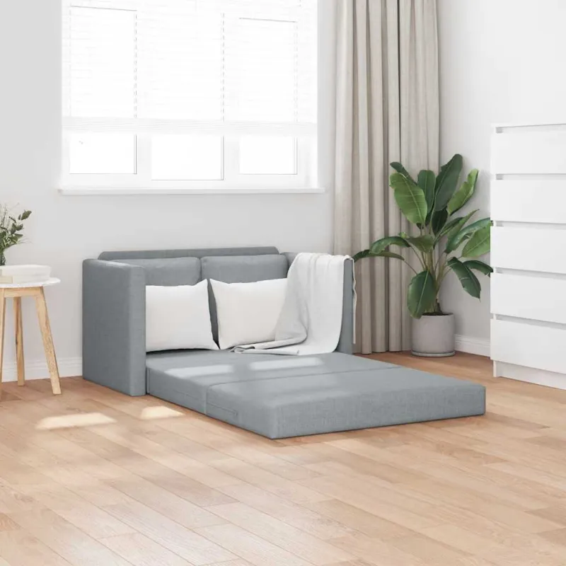 Grindų sofa-lova, 2-1, šviesiai pilka, 112x174x55cm, audinys