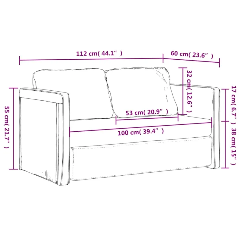 Grindų sofa-lova, 2-1, šviesiai pilka, 112x174x55cm, audinys