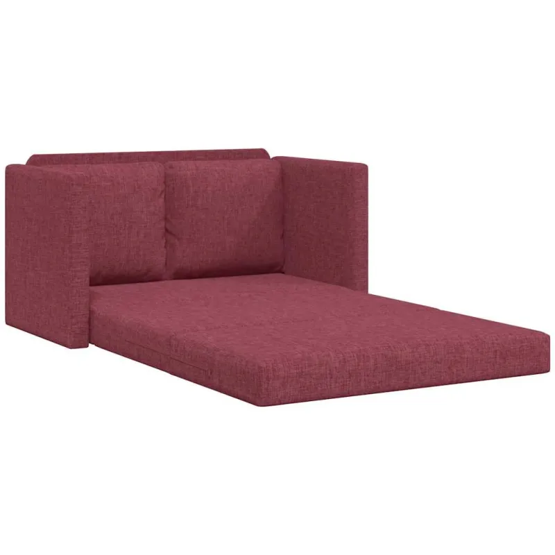 Grindų sofa-lova, 2-1, raudonojo vyno, 112x174x55cm, audinys