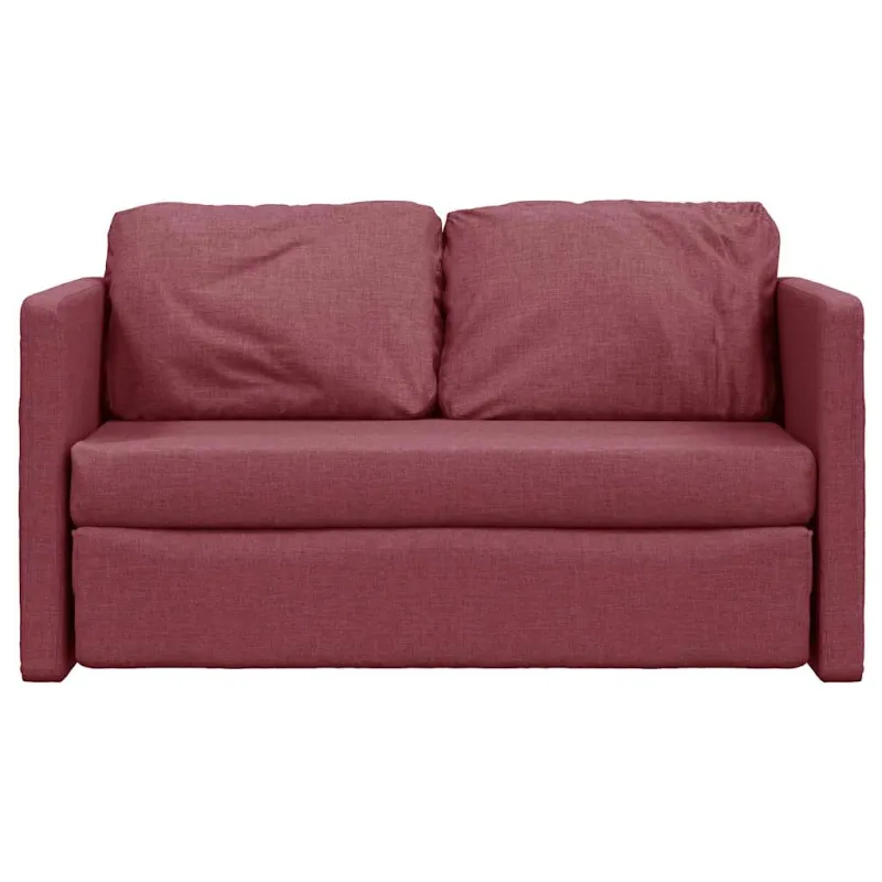 Grindų sofa-lova, 2-1, raudonojo vyno, 112x174x55cm, audinys