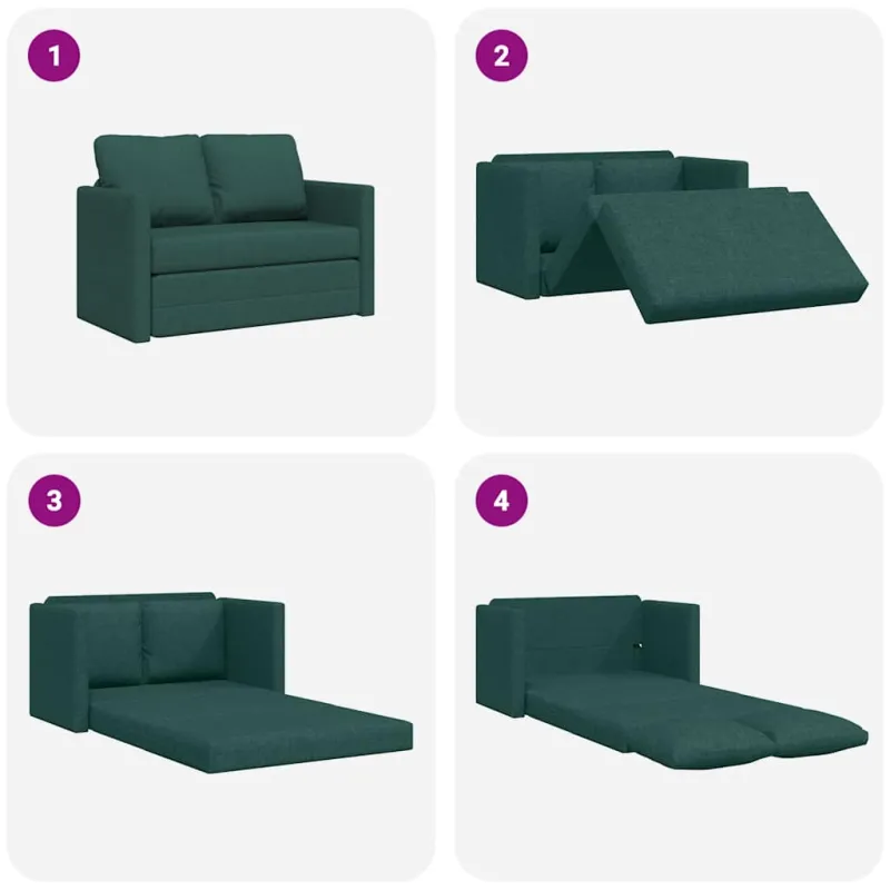 Grindų sofa-lova, 2-1, tamsiai žalia, 112x174x55cm, audinys