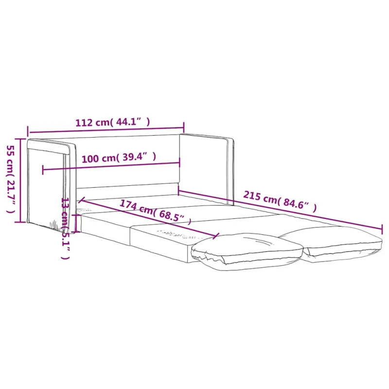 Grindų sofa-lova, 2-1, taupe spalvos, 112x174x55cm, audinys