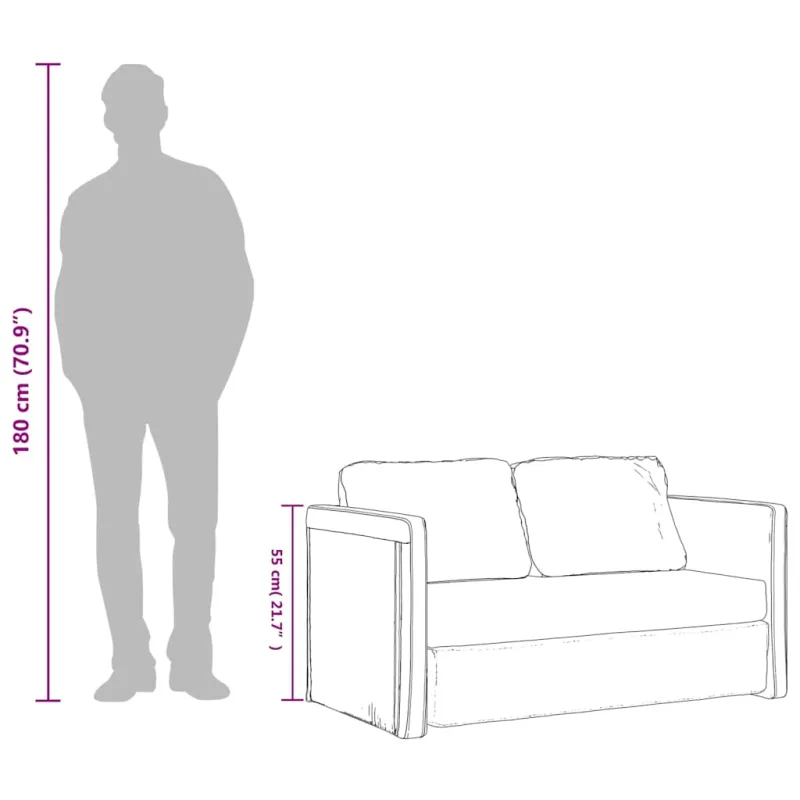 Grindų sofa-lova, 2-1, taupe spalvos, 112x174x55cm, audinys