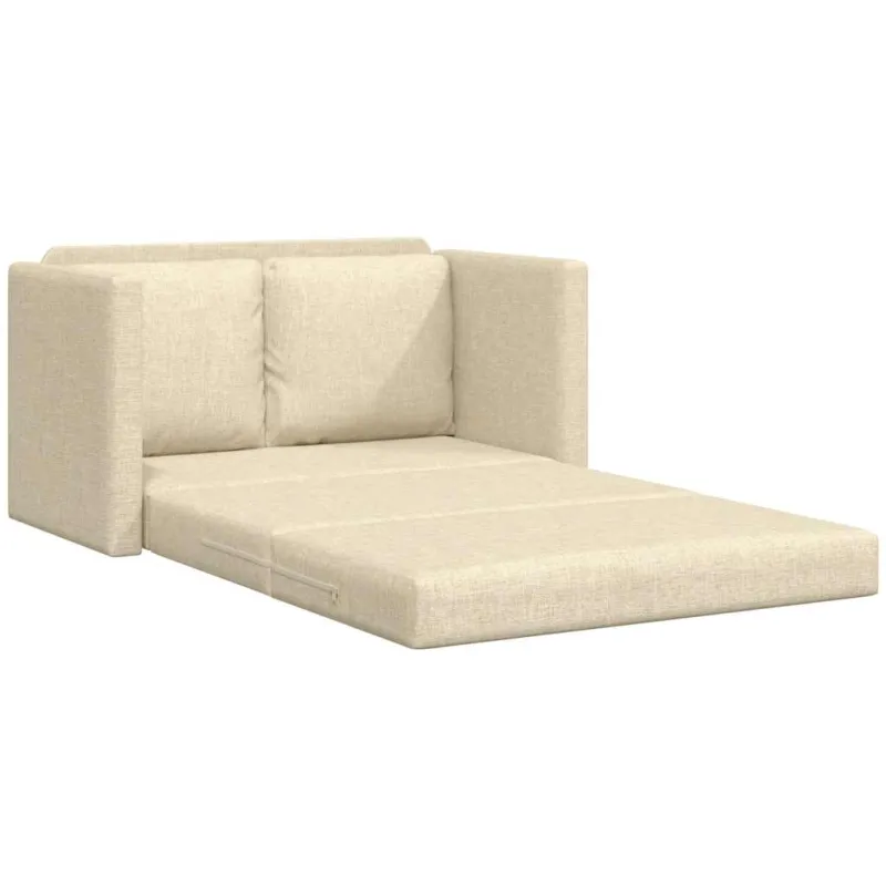 Grindų sofa-lova, 2-1, kreminės spalvos, 112x174x55cm, audinys