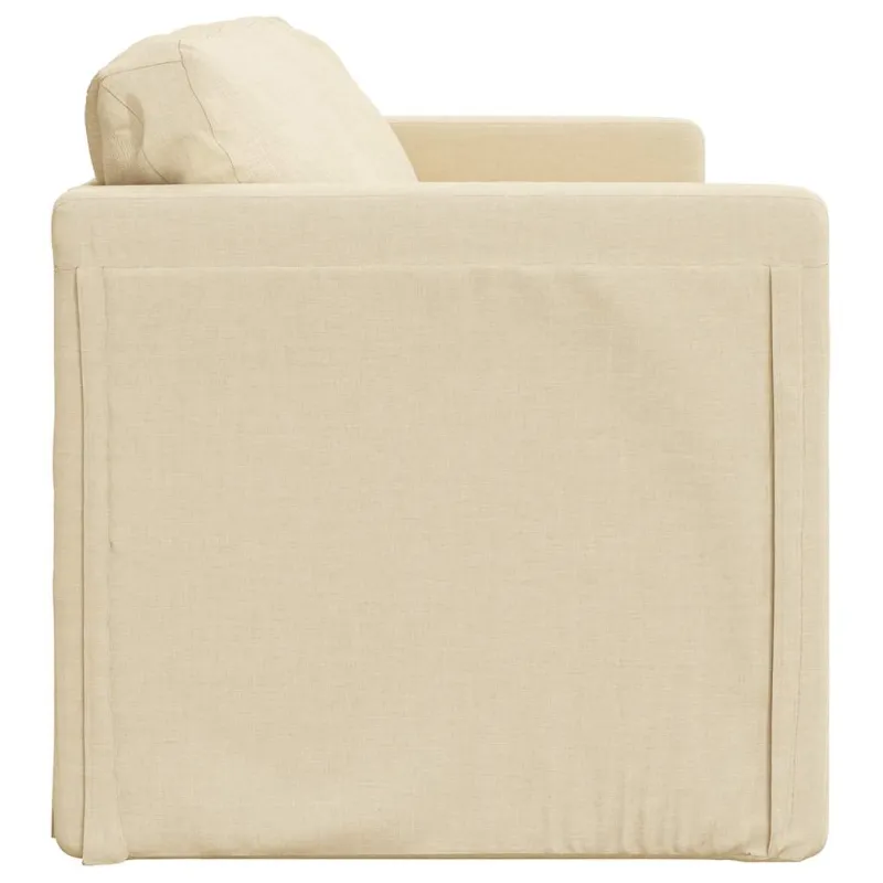 Grindų sofa-lova, 2-1, kreminės spalvos, 112x174x55cm, audinys