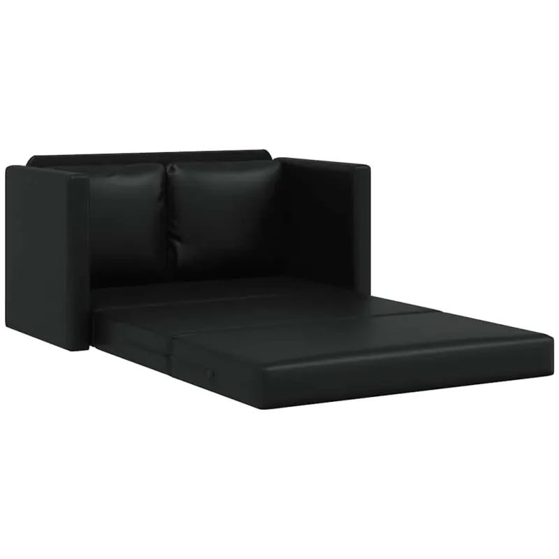 Grindų sofa-lova, 2-1, juoda, 112x174x55cm, dirbtinė oda