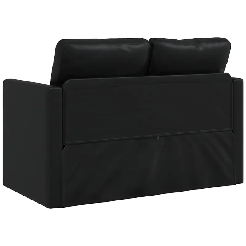 Grindų sofa-lova, 2-1, juoda, 112x174x55cm, dirbtinė oda