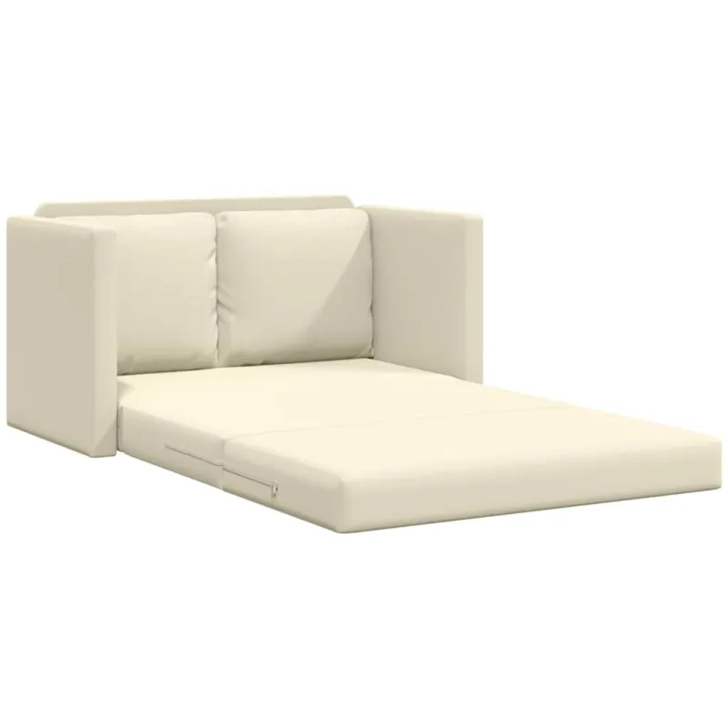 Grindų sofa-lova, 2-1, kreminė, 112x174x55cm, dirbtinė oda