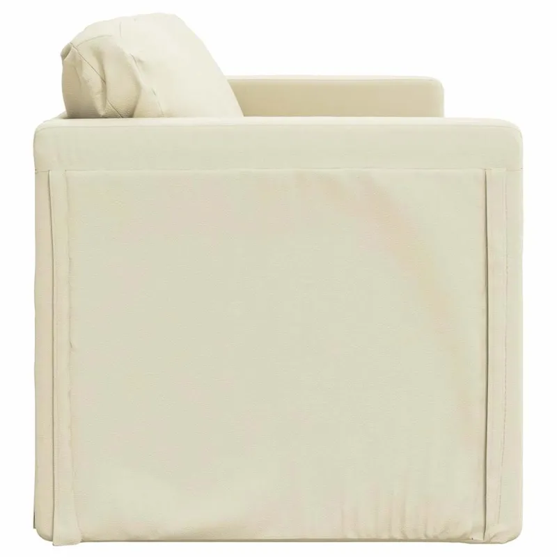 Grindų sofa-lova, 2-1, kreminė, 112x174x55cm, dirbtinė oda