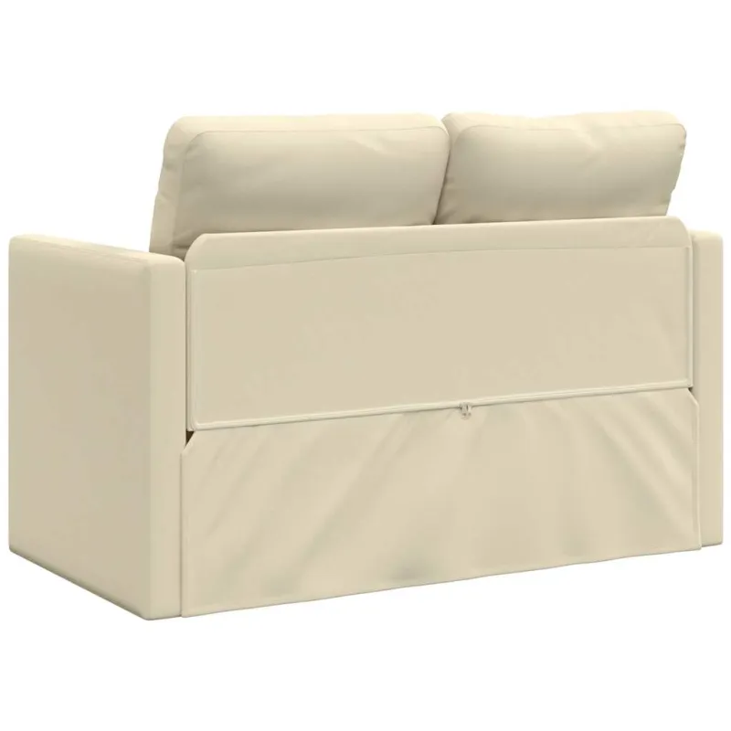Grindų sofa-lova, 2-1, kreminė, 112x174x55cm, dirbtinė oda