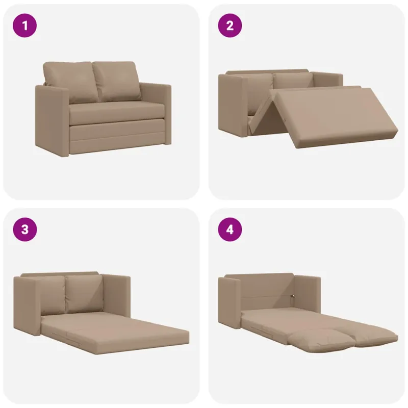 Grindų sofa-lova, 2-1, kapučino, 112x174x55cm, dirbtinė oda