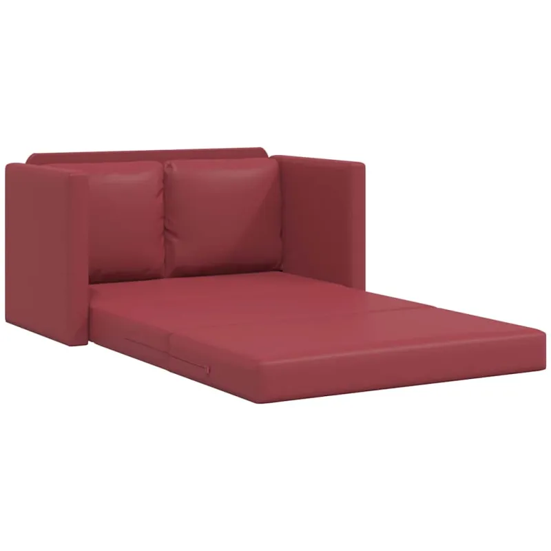 Grindų sofa-lova, 2-1, vyno, 112x174x55cm, dirbtinė oda