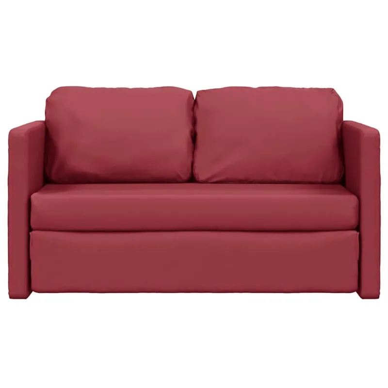 Grindų sofa-lova, 2-1, vyno, 112x174x55cm, dirbtinė oda