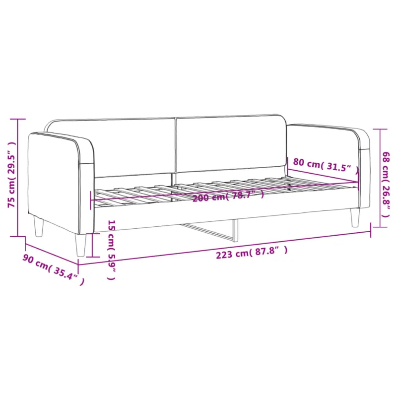 Sofa, šviesiai pilkos spalvos, 80x200cm, audinys