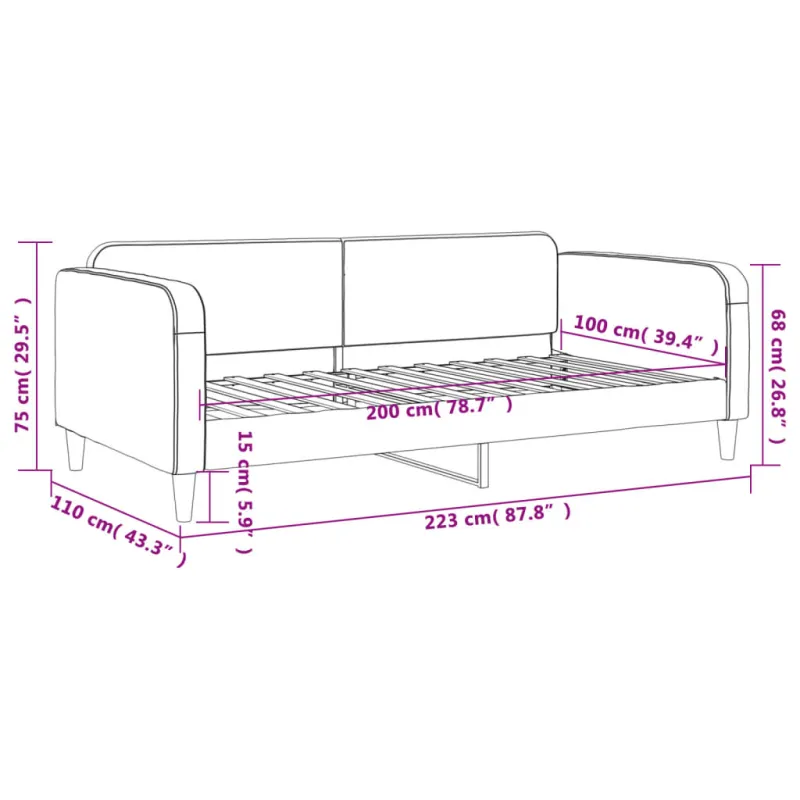 Sofa, taupe spalvos, 100x200cm, audinys