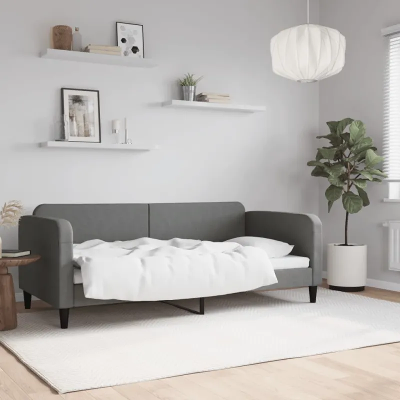 Sofa, tamsiai pilkos spalvos, 90x190cm, audinys