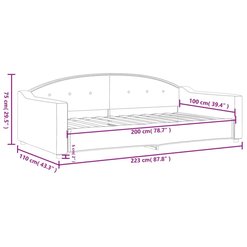Sofa, tamsiai pilkos spalvos, 100x200cm, audinys