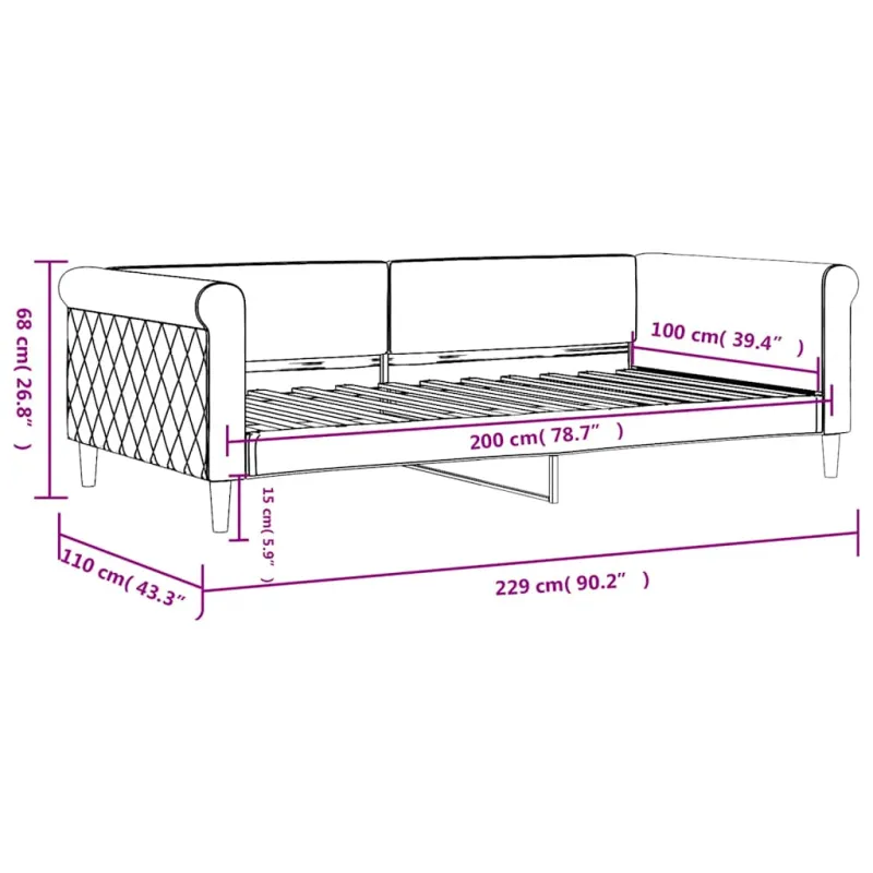 Sofa, geltonos spalvos, 100x200cm, aksomas