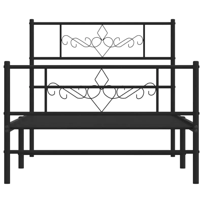 Lovos rėmas su galvūgaliu/kojūgaliu, juodas, 100x190cm, metalas