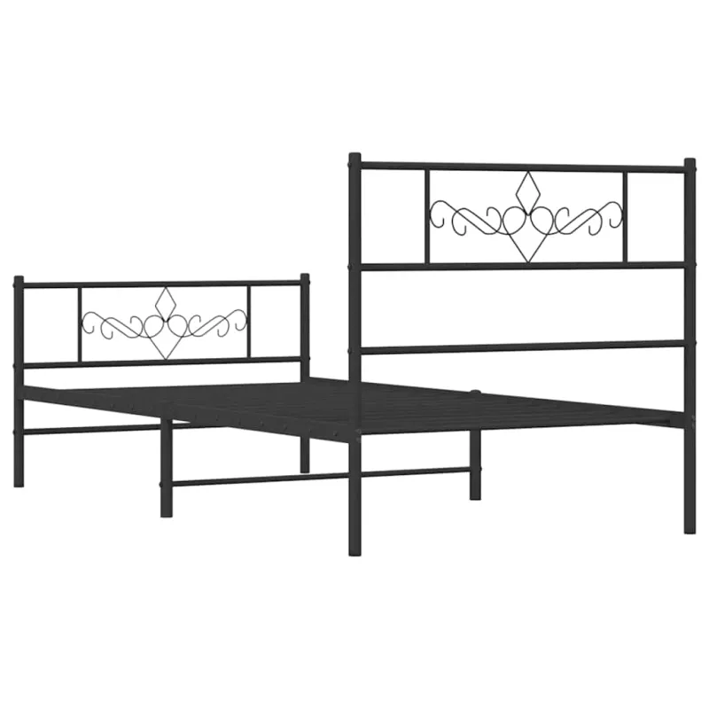 Lovos rėmas su galvūgaliu/kojūgaliu, juodas, 100x200cm, metalas