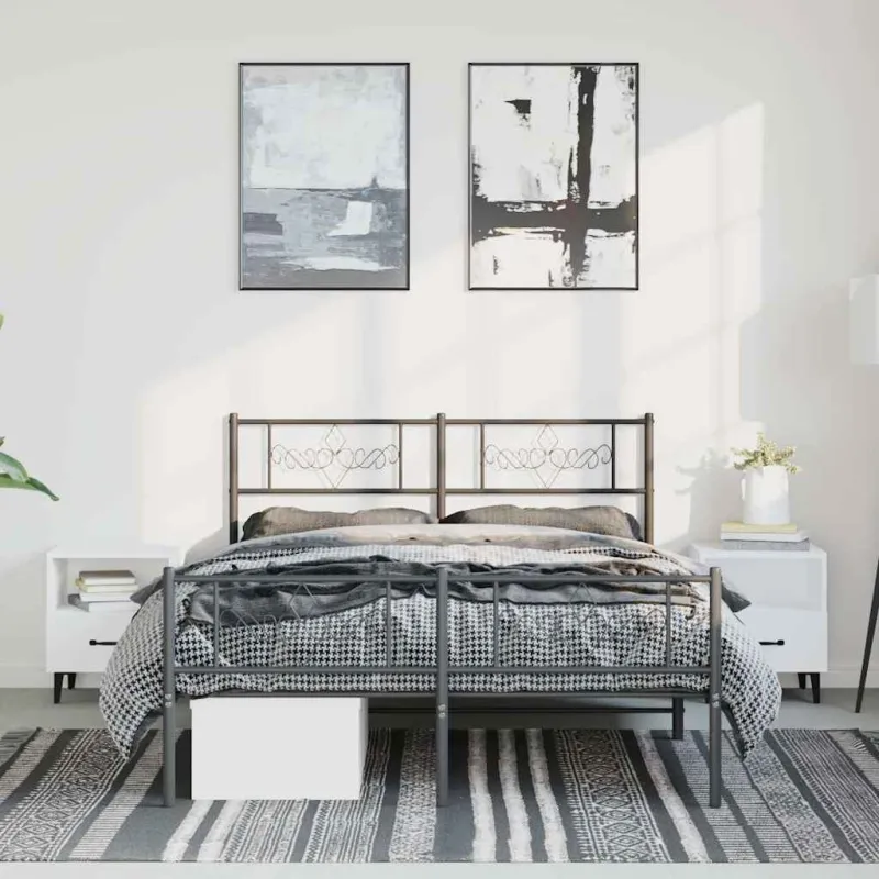 Lovos rėmas su galvūgaliu/kojūgaliu, juodas, 135x190cm, metalas
