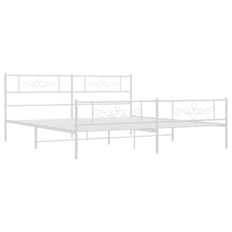 Lovos rėmas su galvūgaliu/kojūgaliu, baltas, 183x213cm, metalas