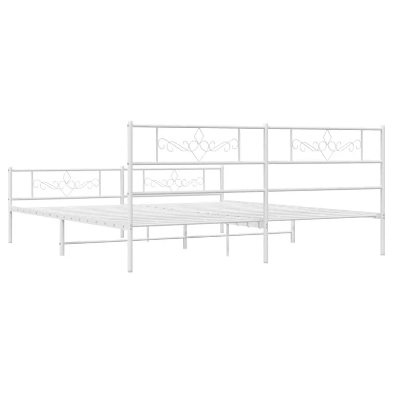 Lovos rėmas su galvūgaliu/kojūgaliu, baltas, 183x213cm, metalas