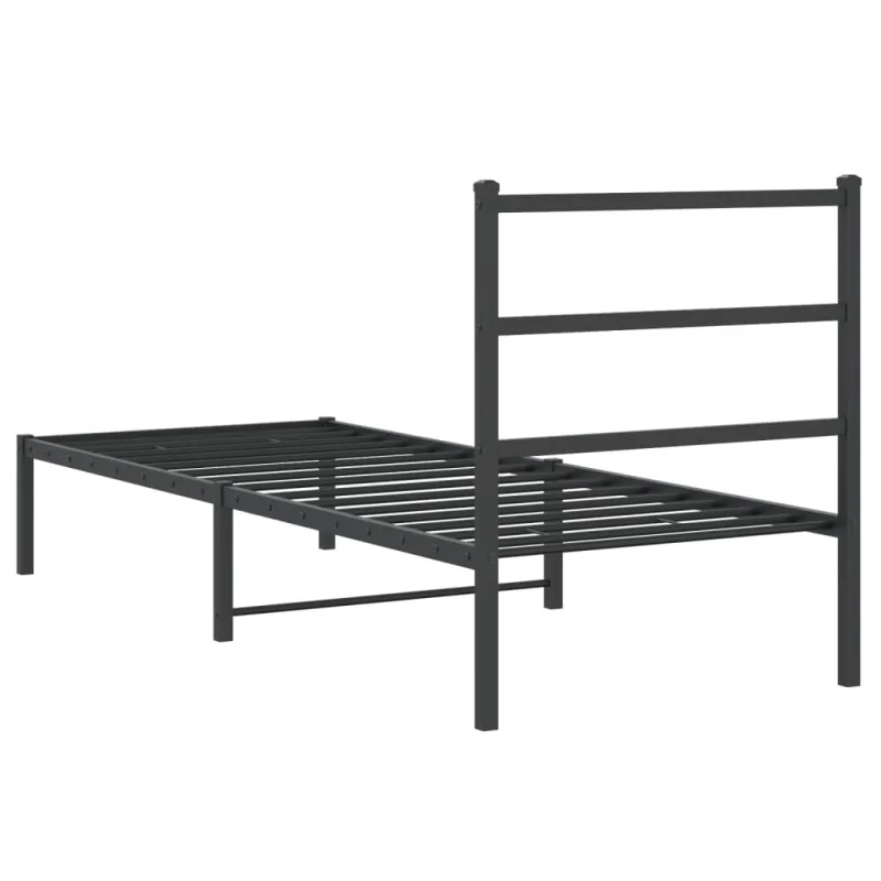 Metalinis lovos rėmas su galvūgaliu, juodos spalvos, 75x190cm