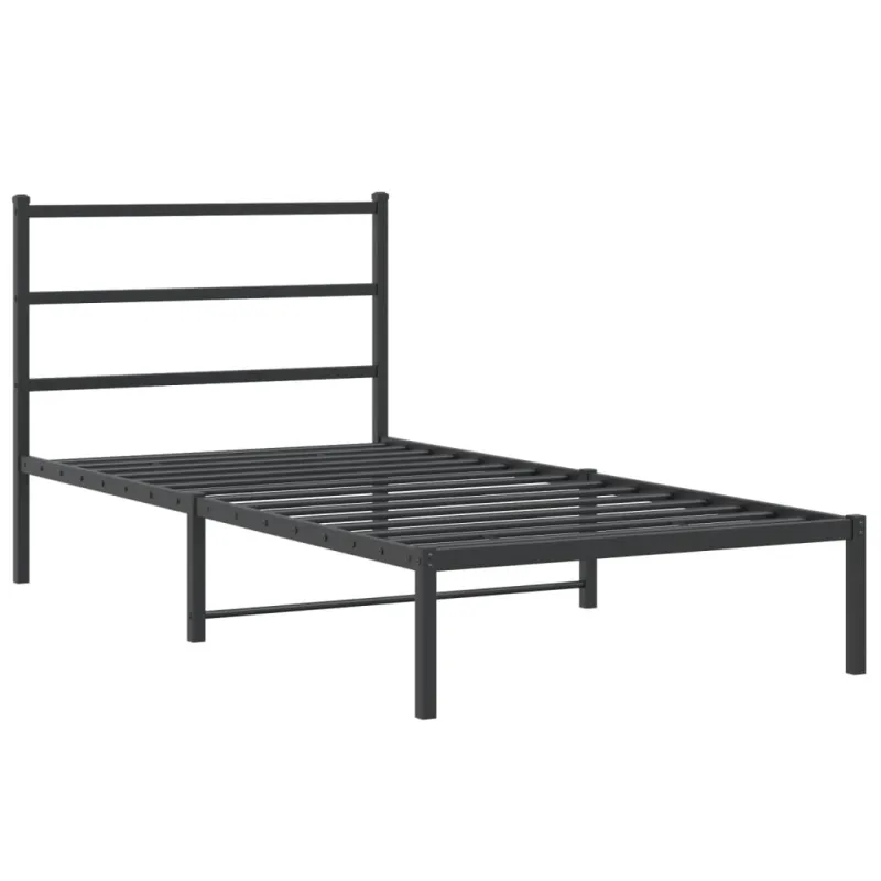 Metalinis lovos rėmas su galvūgaliu, juodos spalvos, 107x203cm