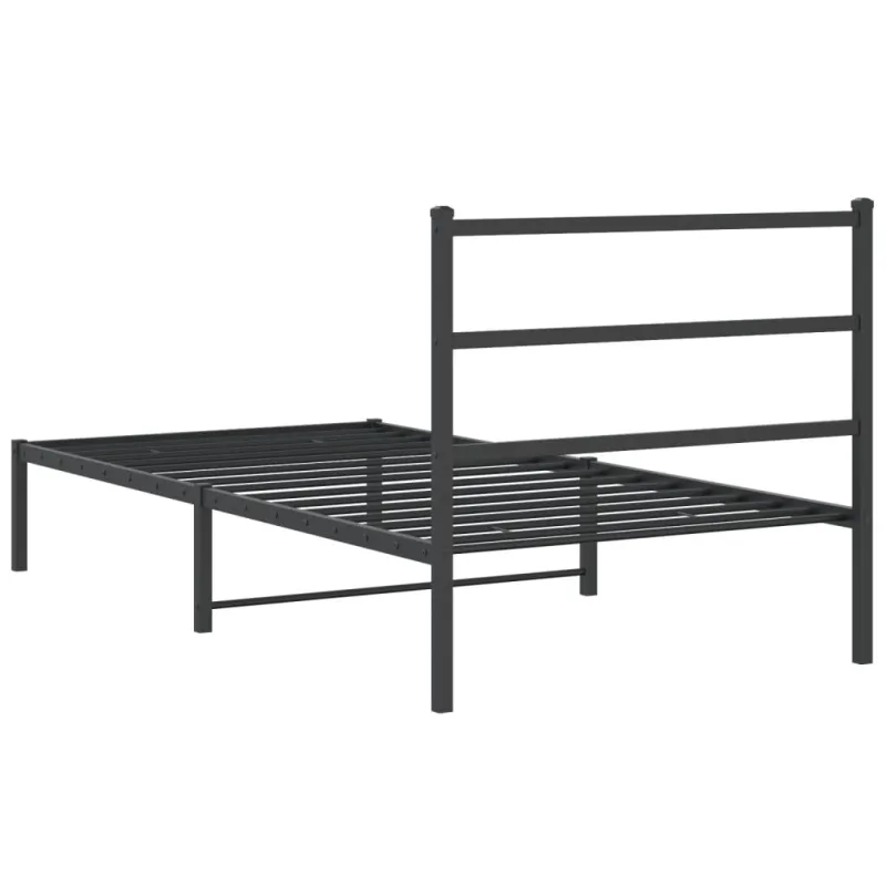 Metalinis lovos rėmas su galvūgaliu, juodos spalvos, 107x203cm