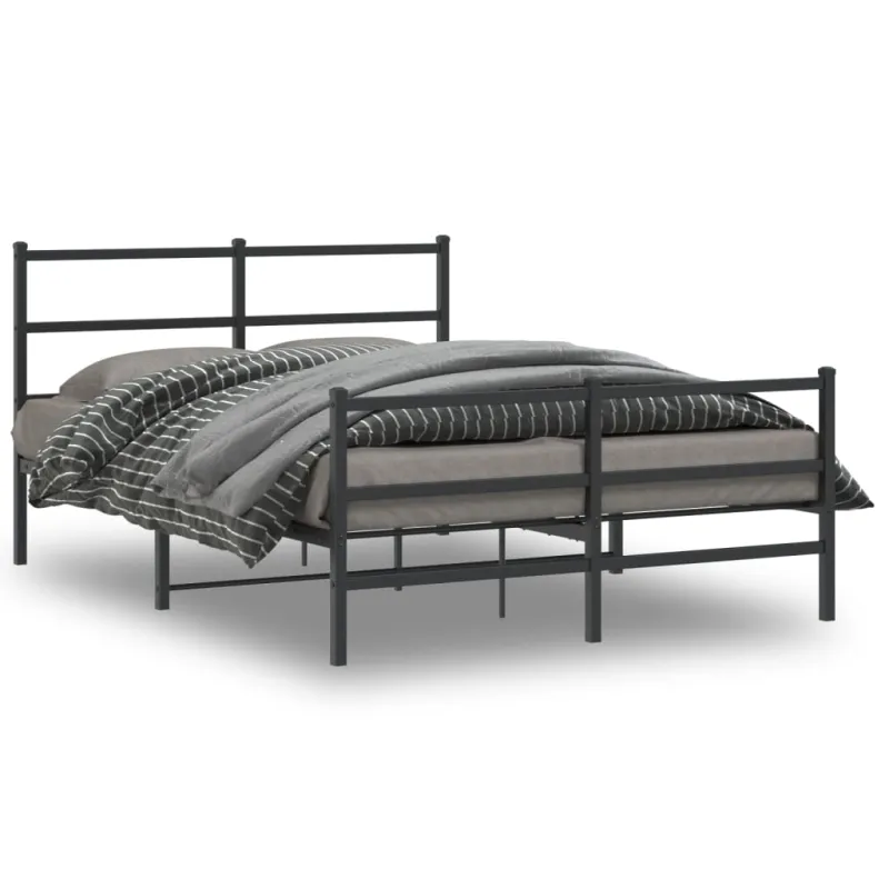 Lovos rėmas su galvūgaliu/kojūgaliu, juodas, 135x190cm, metalas