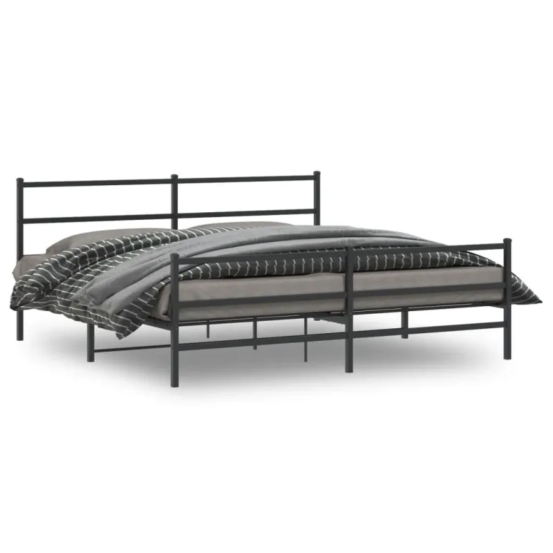 Lovos rėmas su galvūgaliu/kojūgaliu, juodas, 183x213cm, metalas