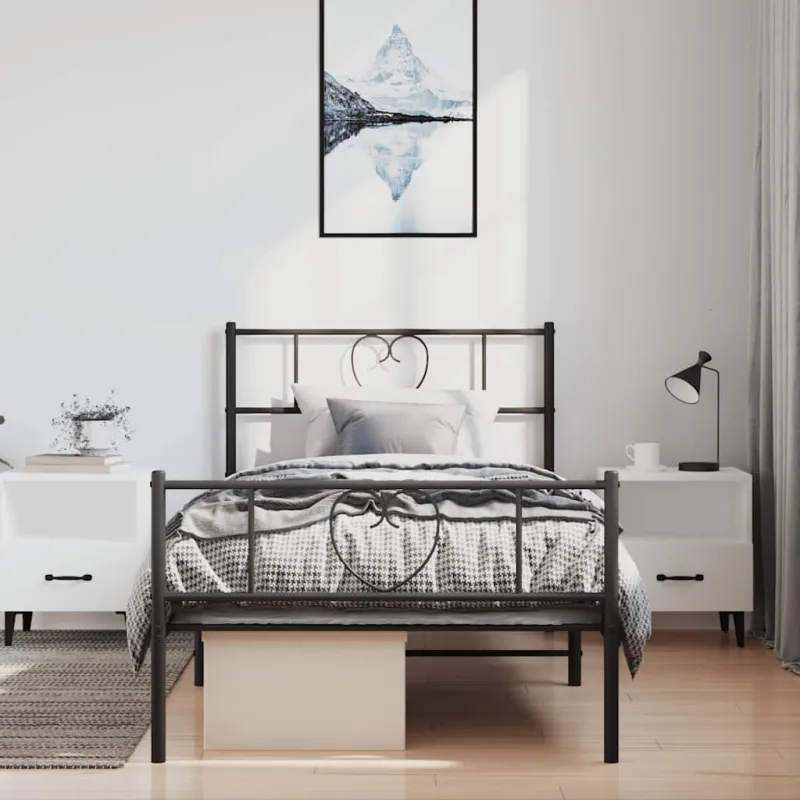 Lovos rėmas su galvūgaliu/kojūgaliu, juodas, 100x190cm, metalas