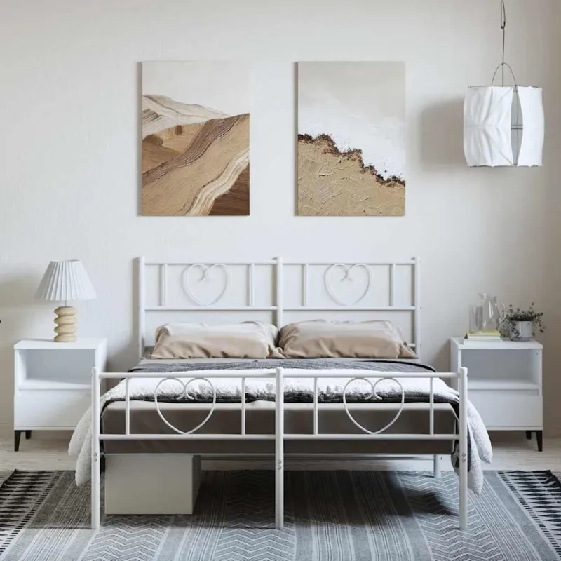Lovos rėmas su galvūgaliu/kojūgaliu, baltas, 150x200cm, metalas