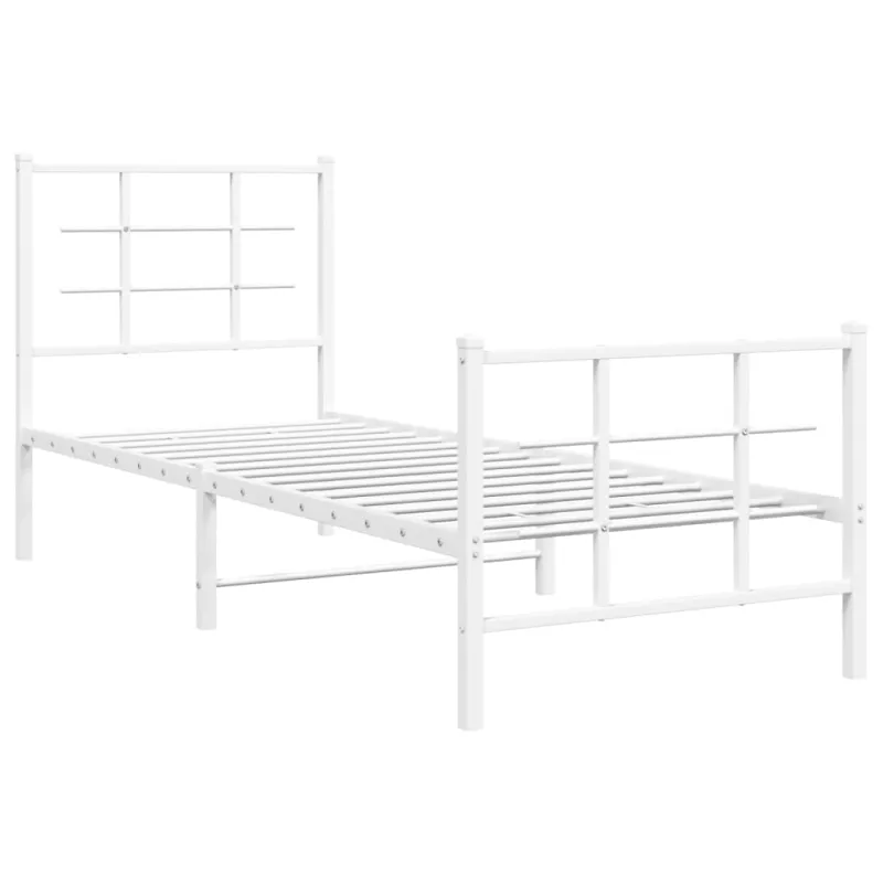 Lovos rėmas su galvūgaliu/kojūgaliu, baltas, 75x190cm, metalas