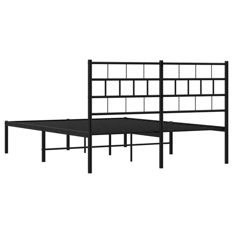 Metalinis lovos rėmas su galvūgaliu, juodos spalvos, 135x190cm