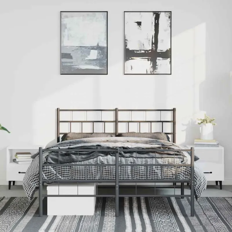 Lovos rėmas su galvūgaliu/kojūgaliu, juodas, 135x190cm, metalas