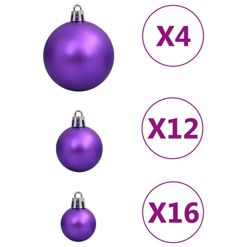 Kalėdinių žaisliukų rinkinys, 111vnt., violetinis, polistirenas