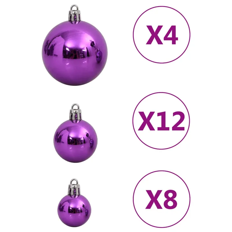 Kalėdinių žaisliukų rinkinys, 111vnt., violetinis, polistirenas