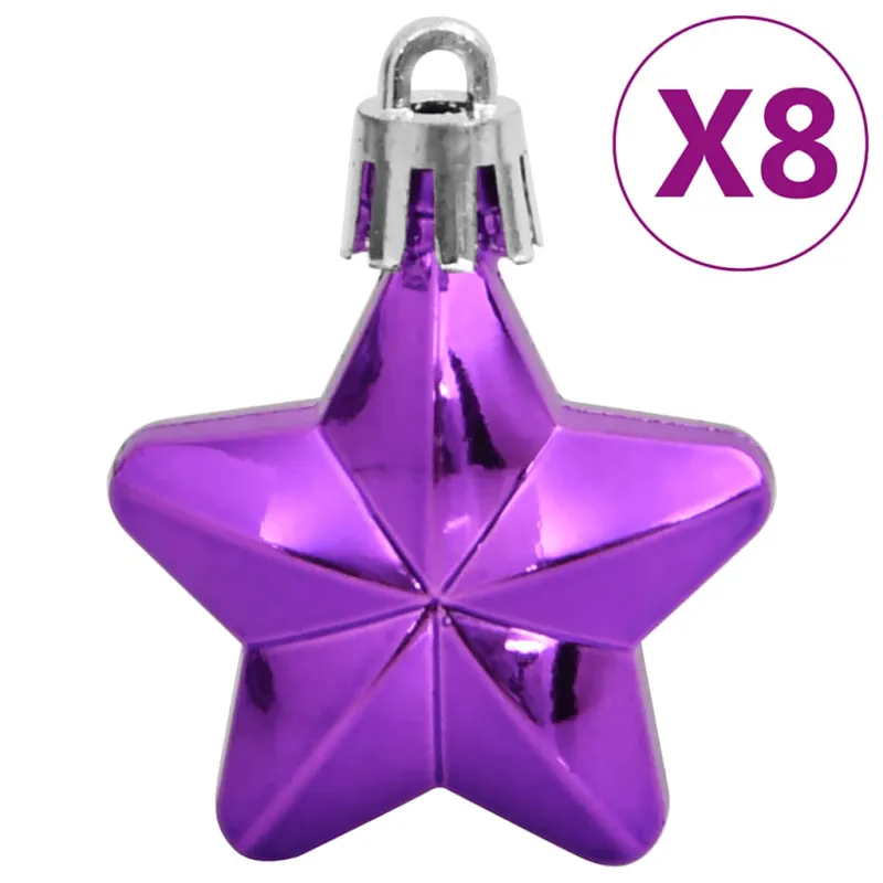 Kalėdinių žaisliukų rinkinys, 111vnt., violetinis, polistirenas