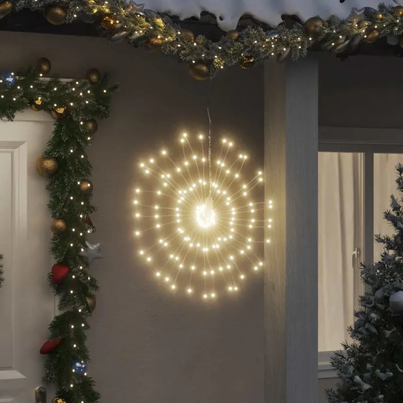 Kalėdiniai šviestuvai fejerverkai, 4vnt., šilti balti, 140 LED