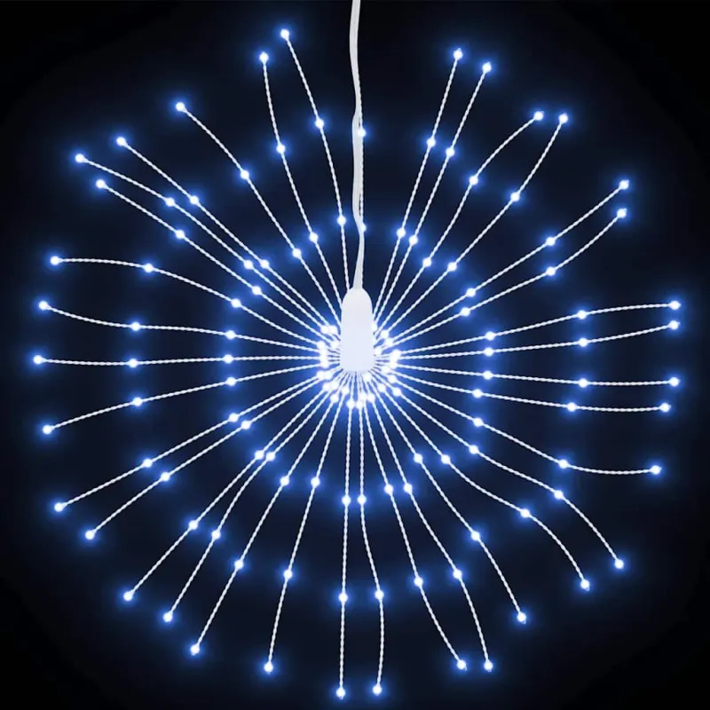 Kalėdinis šviestuvas fejerverkas, 140 šaltų baltų LED, 17cm