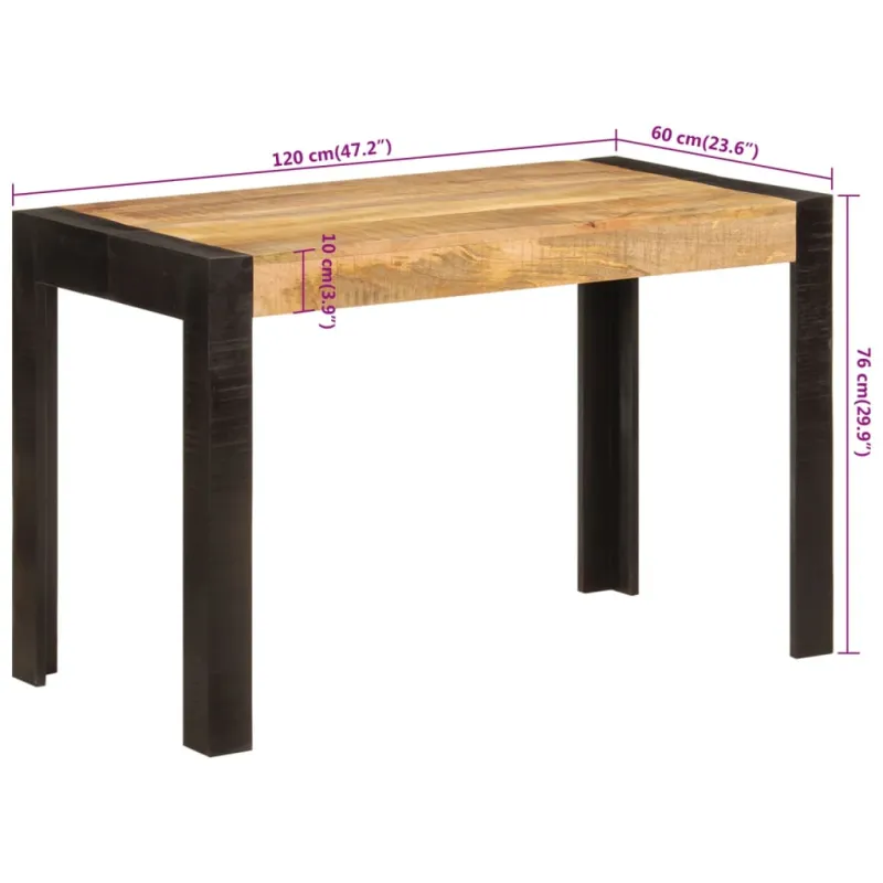 Valgomojo stalas, 120x60x76cm, mango medienos masyvas
