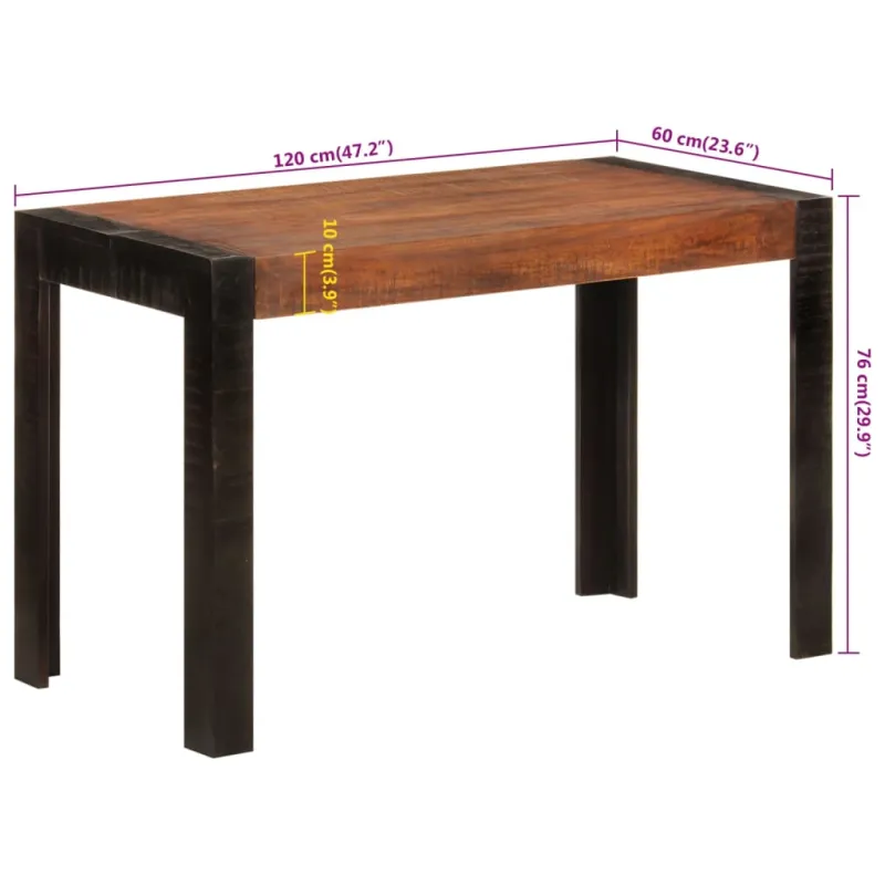 Valgomojo stalas, medaus rudas, 120x60x76cm, mango masyvas