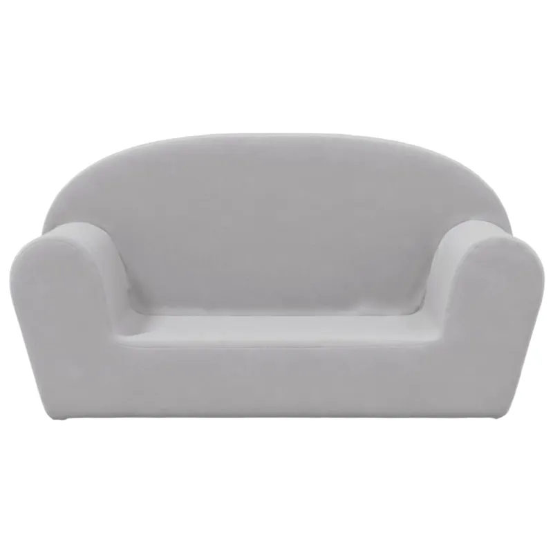 Vaikiška dvivietė sofa, šviesiai pilka, minkštas pliušas