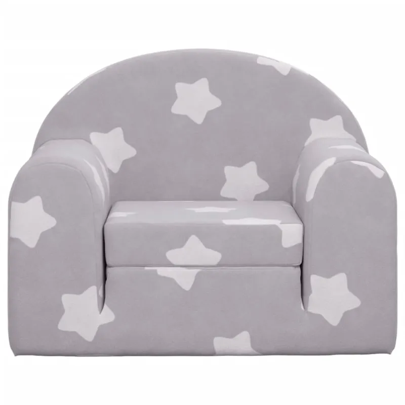 Vaikiška sofa-lova, pilka, minkštas pliušas, su žvaigždėmis