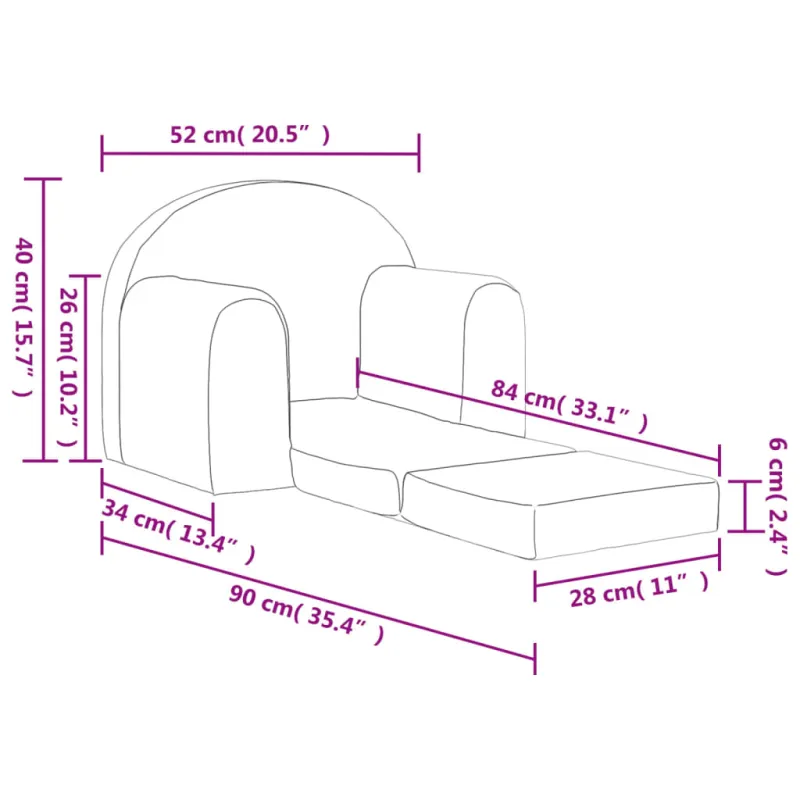 Vaikiška sofa-lova, pilka, minkštas pliušas, su žvaigždėmis