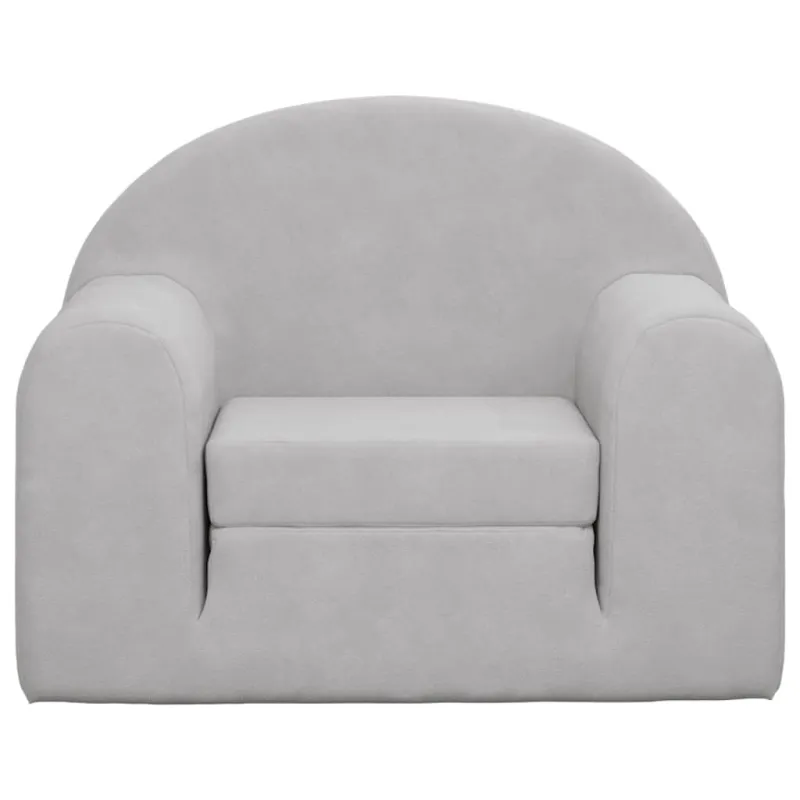 Vaikiška sofa-lova, šviesiai pilkos spalvos, minkštas pliušas