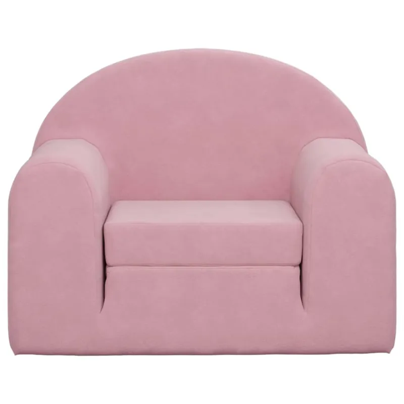 Vaikiška sofa-lova, rožinės spalvos, minkštas pliušas